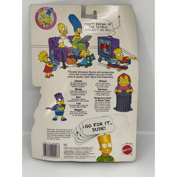 VTG 1990 Mattel The Simpsons Homer Simpson Talking Figure 5 Phrases SEALED Retro - Picture 3 of 6